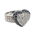 WagnPurr Shop Women's Ring 14K Black & White Diamond Heart-shaped Ring