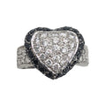 WagnPurr Shop Women's Ring 14K Black & White Diamond Heart-shaped Ring