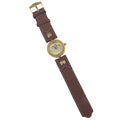 WagnPurr Shop Women's Watch L.A.M.B Women's Stone Coin Dial Watch Brown Leather with Gold Face